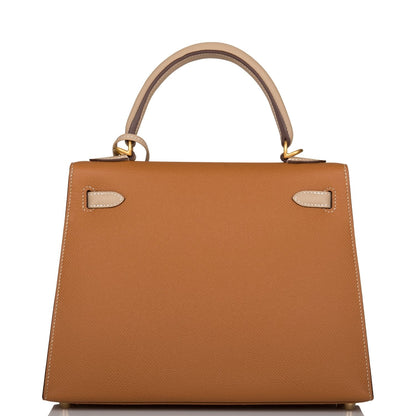 Hermes Special Order (HSS) Kelly Sellier 25 Gold and Trench Epsom Brushed Gold Hardware