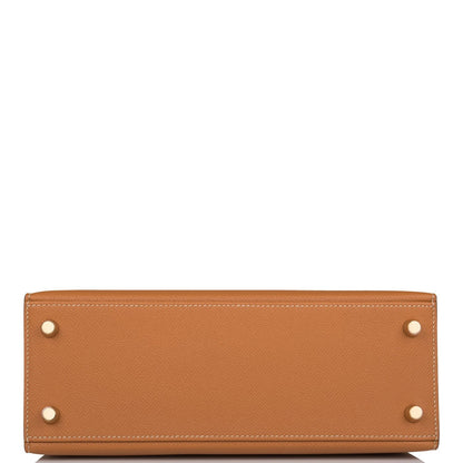 Hermes Special Order (HSS) Kelly Sellier 25 Gold and Trench Epsom Brushed Gold Hardware