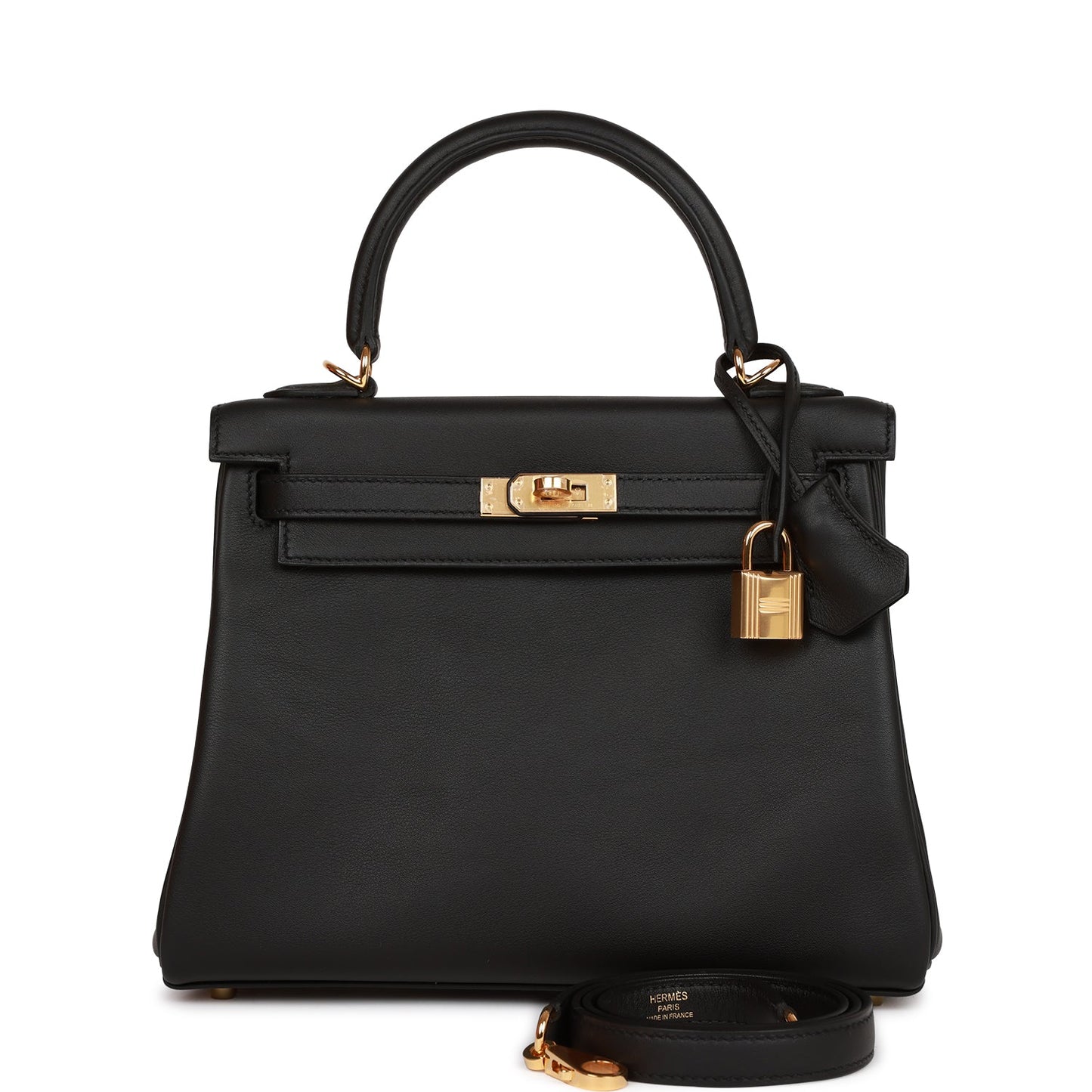 Hermes Kelly Retourne 25 Black Swift Gold Hardware