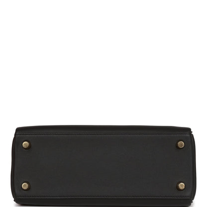 Hermes Kelly Retourne 25 Black Swift Gold Hardware