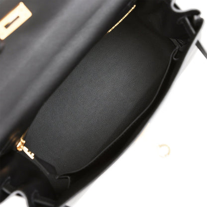 Hermes Kelly Retourne 25 Black Swift Gold Hardware