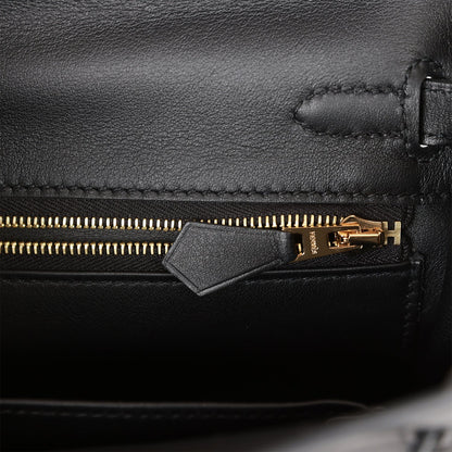 Hermes Kelly Retourne 25 Black Swift Gold Hardware