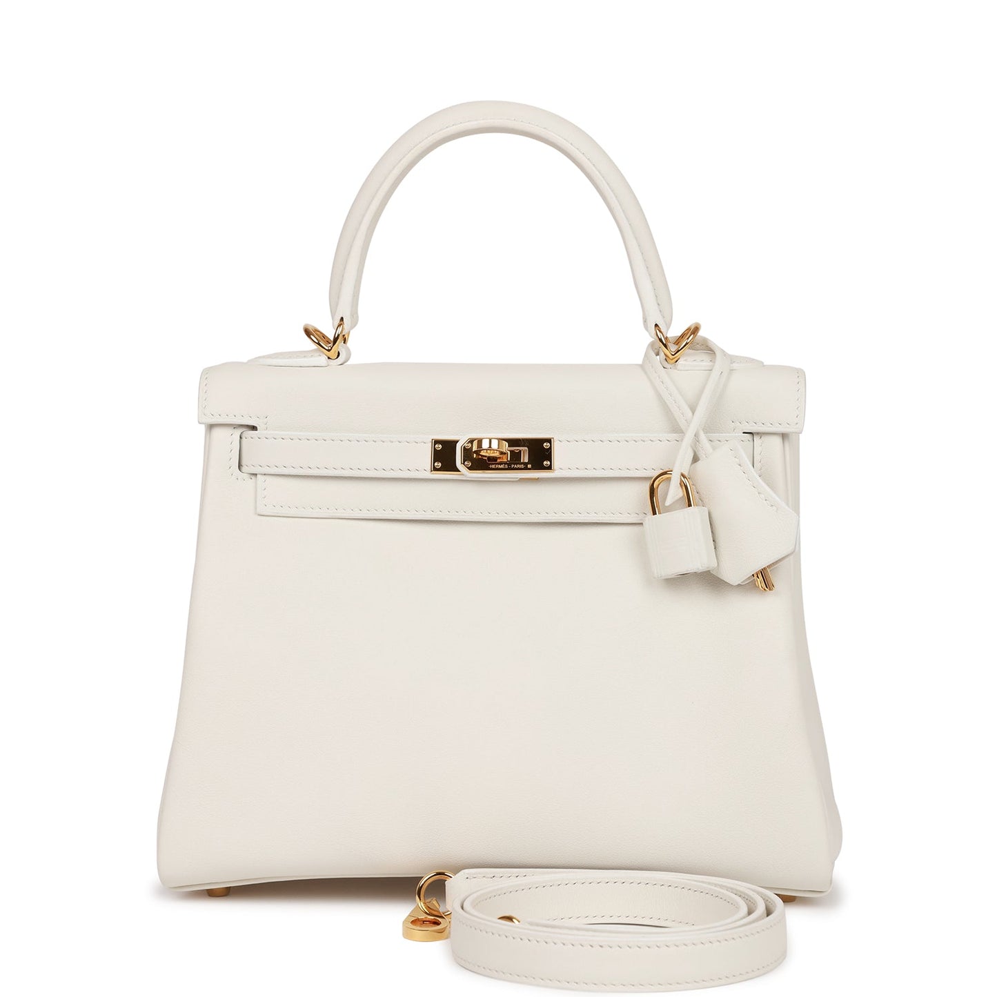 Hermes Kelly Retourne 25 White Swift Gold Hardware