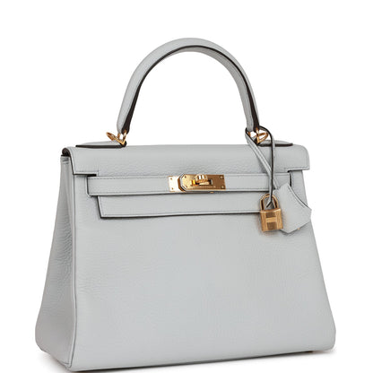 Hermes Kelly Retourne 28 Bleu Pale Clemence Gold Hardware