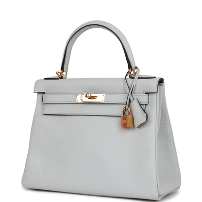 Hermes Kelly Retourne 28 Bleu Pale Clemence Gold Hardware