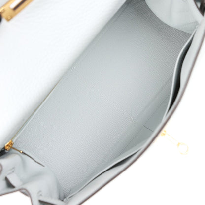 Hermes Kelly Retourne 28 Bleu Pale Clemence Gold Hardware