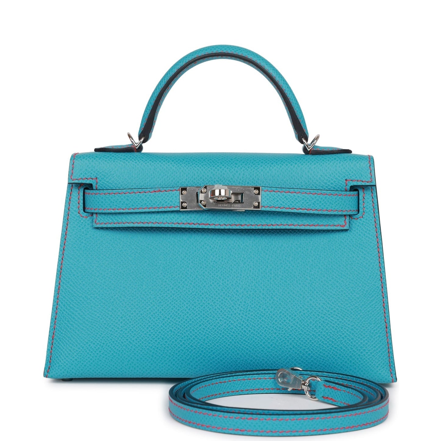 Hermes Special Order (HSS) Kelly Sellier 20 Bleu du Nord and Bougainvillea Epsom Palladium Hardware