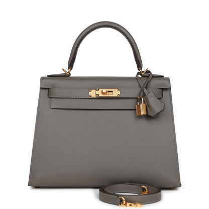 Hermes Kelly Sellier 28 Gris Meyer Epsom Gold Hardware