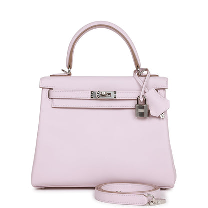 Hermes Kelly Retourne 25 Mauve Pale Swift Palladium Hardware