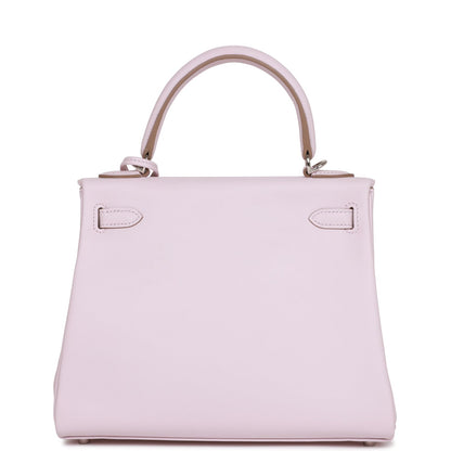 Hermes Kelly Retourne 25 Mauve Pale Swift Palladium Hardware