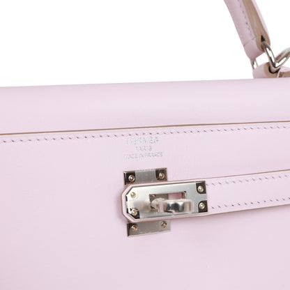 Hermes Kelly Retourne 25 Mauve Pale Swift Palladium Hardware