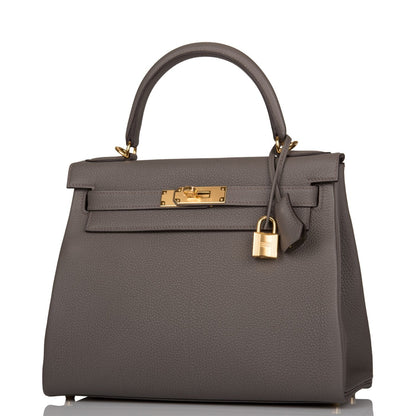 Hermes Kelly Retourne 28 Etain Togo Gold Hardware