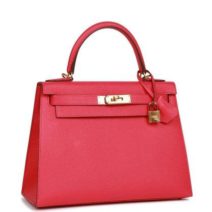 d Hermes Kelly Sellier 28 Rose Extreme Epsom Gold Hardware