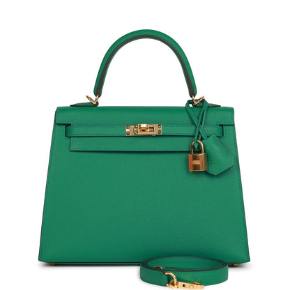 Hermes Kelly Sellier 25 Vert Vertigo Epsom Gold Hardware