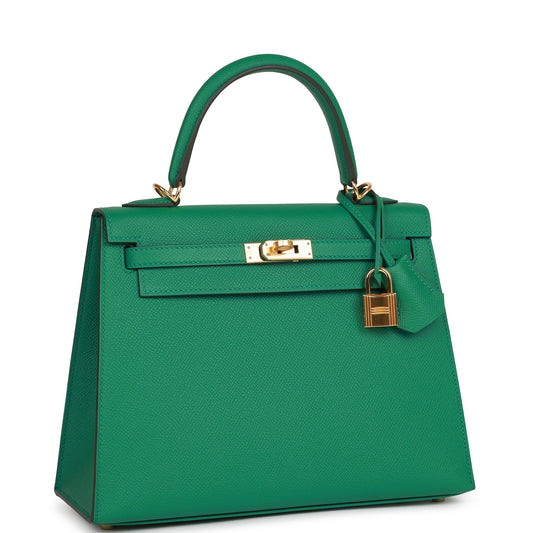 Hermes Kelly Sellier 25 Vert Vertigo Epsom Gold Hardware