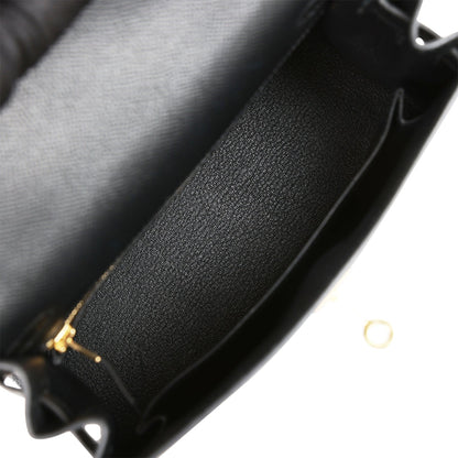 Hermes Kelly Sellier 25 Black Epsom  Gold Hardware