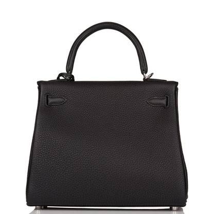 Hermes Kelly Retourne 25 Black Togo Palladium Hardware