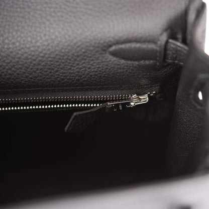 Hermes Kelly Retourne 25 Black Togo Palladium Hardware