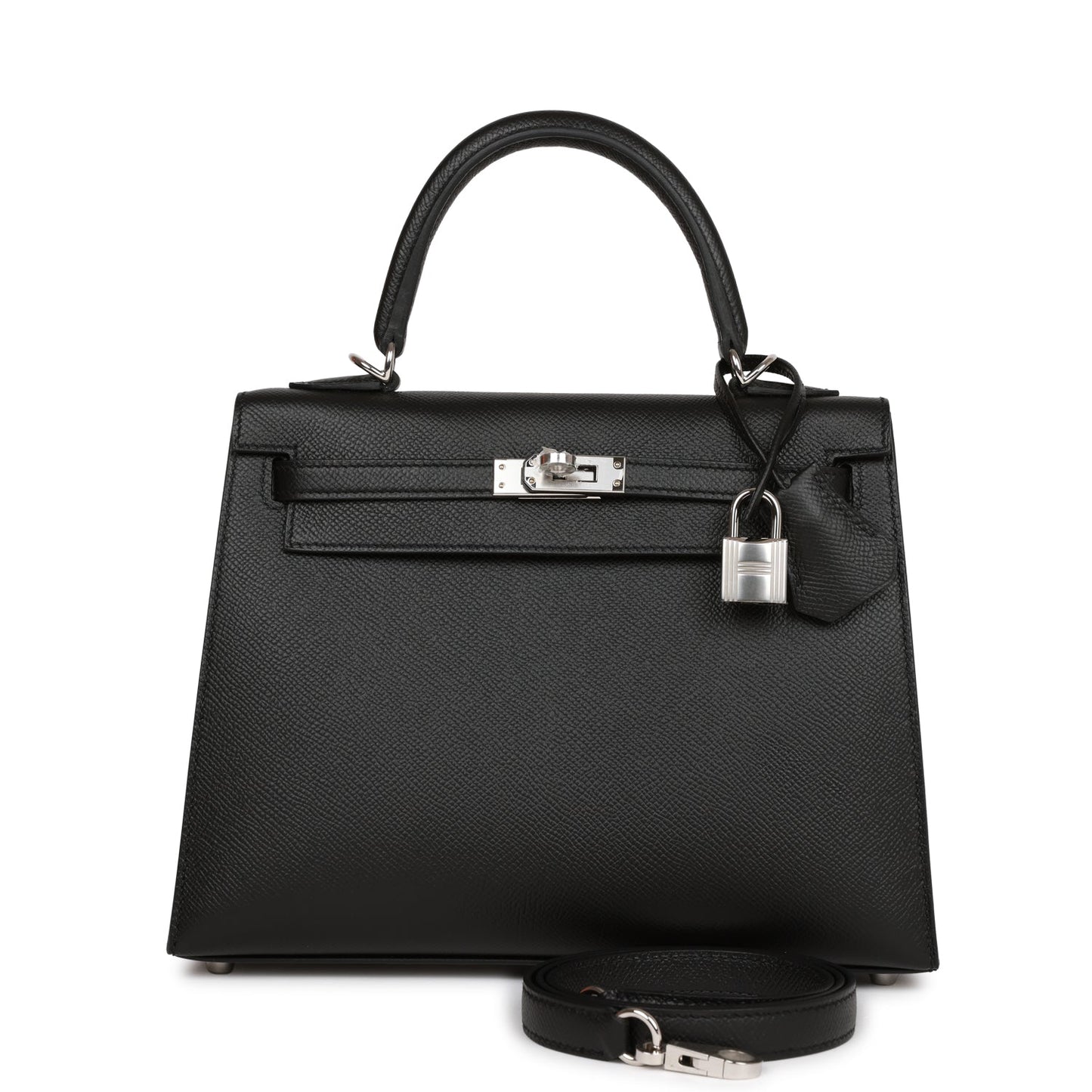 Hermes Kelly Sellier 25 Black Epsom Palladium Hardware