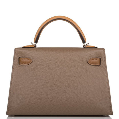 Hermes Kelly Sellier 20 Etoupe, Alezan and Biscuit Epsom Palladium Hardware