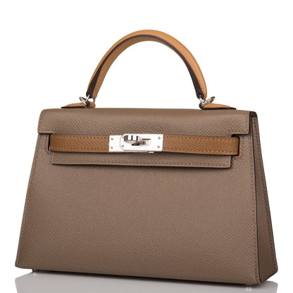 Hermes Kelly Sellier 20 Etoupe, Alezan and Biscuit Epsom Palladium Hardware