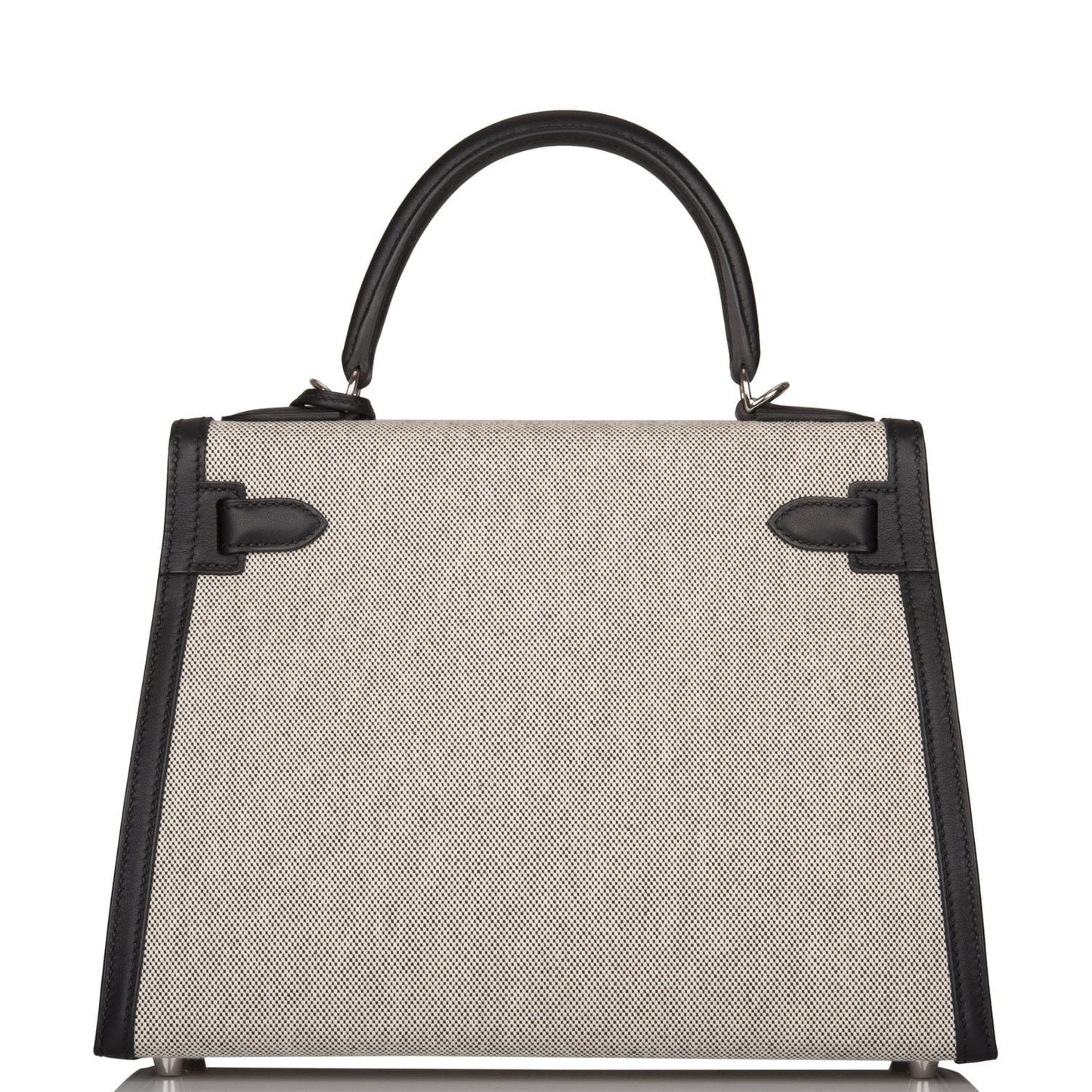 Hermes Kelly Sellier 28 Black Toile and Swift Palladium Hardware