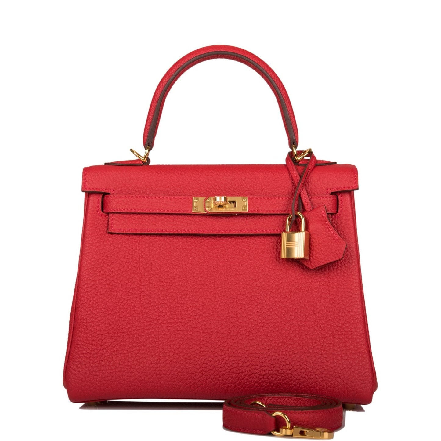 Hermes Kelly Retourne 25 Rouge Casaque Togo Gold Hardware