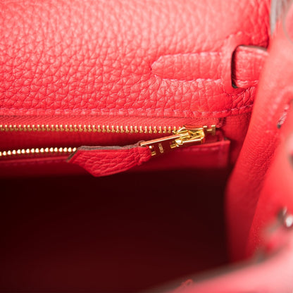 Hermes Kelly Retourne 25 Rouge Casaque Togo Gold Hardware