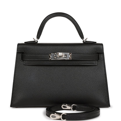 Hermes Kelly Sellier 20 Black Epsom Palladium Hardware