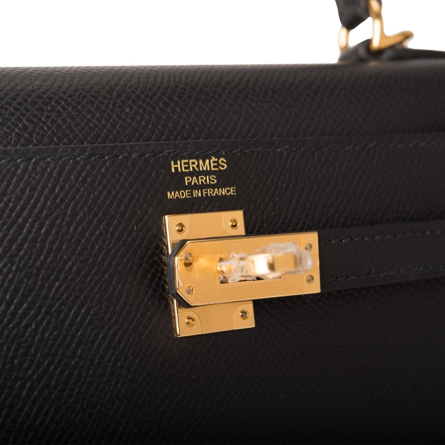 Hermes Kelly Sellier 25 Black Epsom Gold Hardware