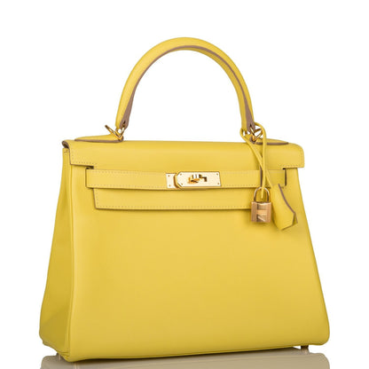 Hermes Kelly Retourne 28 Lime Evercolor Gold Hardware