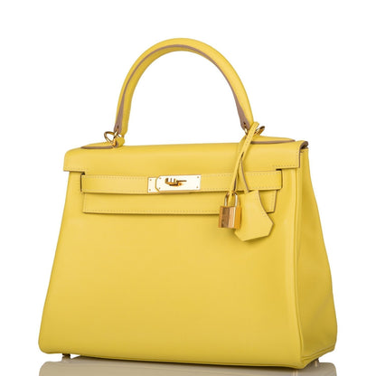 Hermes Kelly Retourne 28 Lime Evercolor Gold Hardware