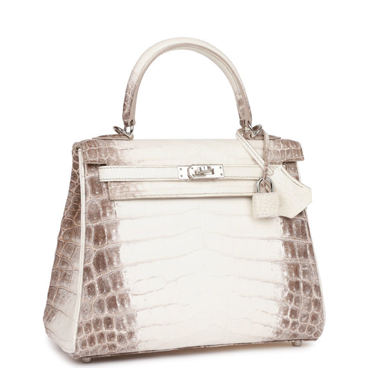 Hermes Kelly Retourne 25 Himalaya Niloticus Crocodile Palladium Hardware