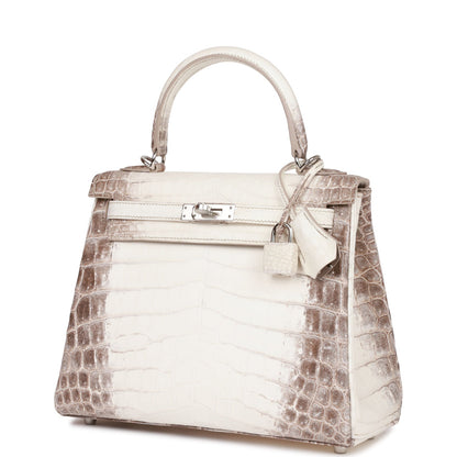 Hermes Kelly Retourne 25 Himalaya Niloticus Crocodile Palladium Hardware