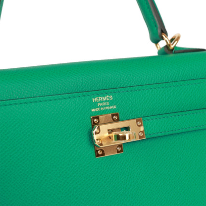 Hermes Kelly Sellier 25 Vert Jade Epsom Gold Hardware