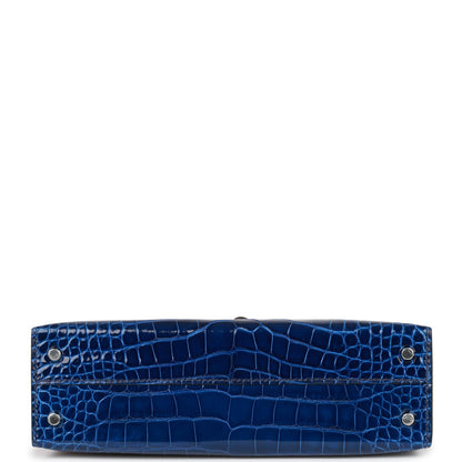 Hermes Kelly Sellier 20 Bleu Saphir Shiny Alligator Palladium Hardware