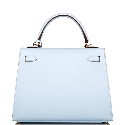 Hermes Kelly Sellier 25 Bleu Brume Epsom Gold Hardware