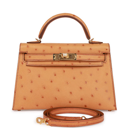 Hermes Kelly Sellier 20 Gold Ostrich Gold Hardware