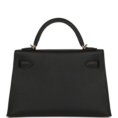 Hermes Kelly Sellier 20 Black Epsom Gold Hardware