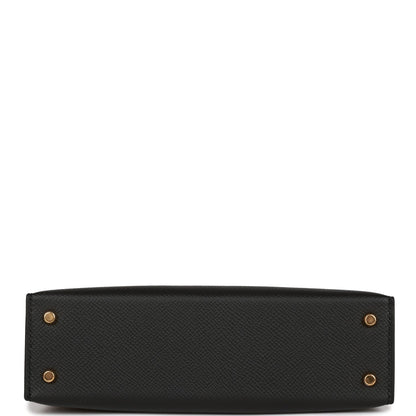 Hermes Kelly Sellier 20 Black Epsom Gold Hardware