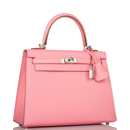 Hermes Kelly Sellier 25 Rose Confetti Epsom Palladium Hardware