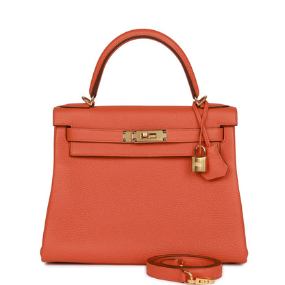 Hermes Kelly Retourne 28 Orange Togo Gold Hardware