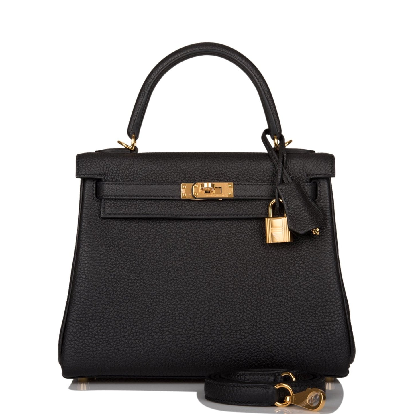 Hermes Kelly Retourne 25 Black Togo Gold Hardware