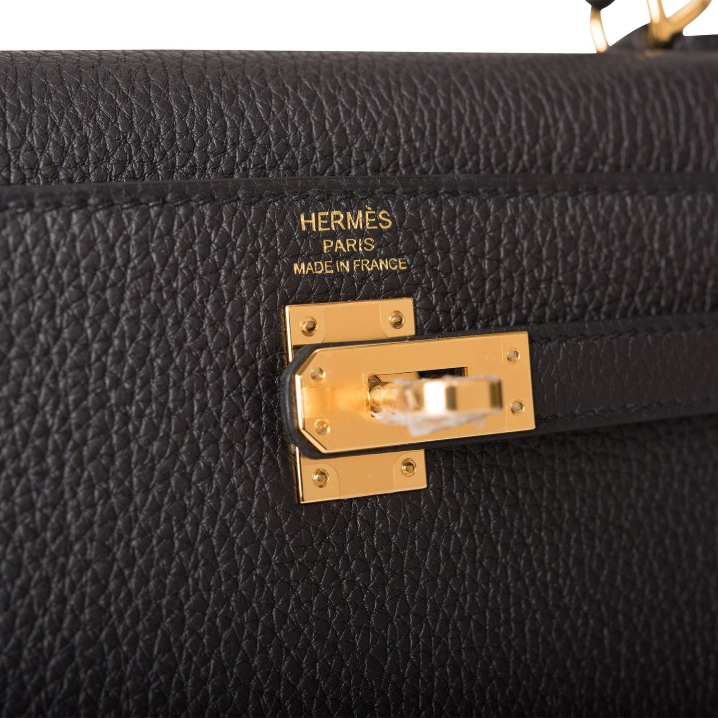 Hermes Kelly Retourne 25 Black Togo Gold Hardware