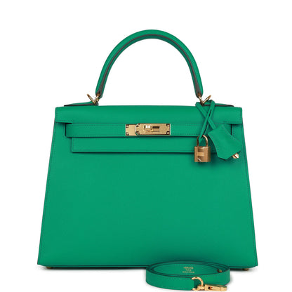 Hermes Kelly Sellier 28 Vert Jade Epsom Gold Hardware