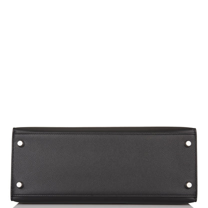 Hermes Kelly Sellier 28 Black Epsom Palladium Hardware