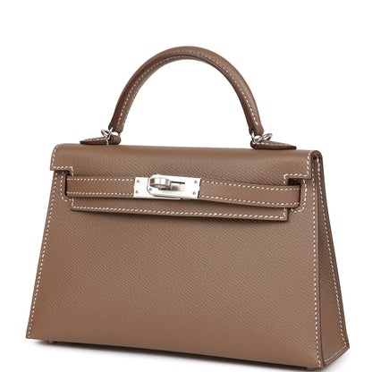 Hermes Kelly Sellier 20 Etoupe Epsom Palladium Hardware