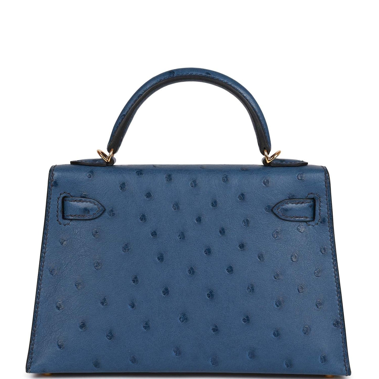 Hermes Kelly Sellier 20 Bleu Iris Ostrich Gold Hardware