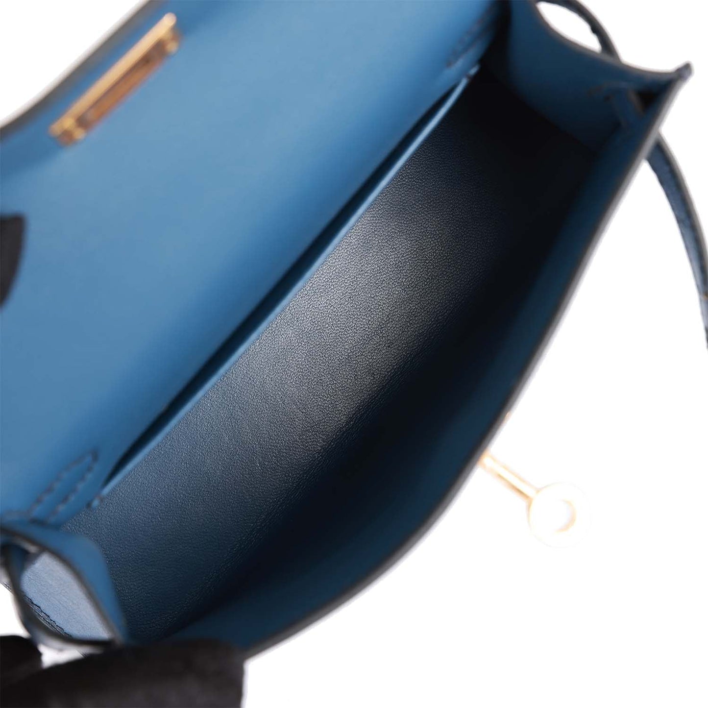 Hermes Kelly Sellier 20 Bleu Iris Ostrich Gold Hardware