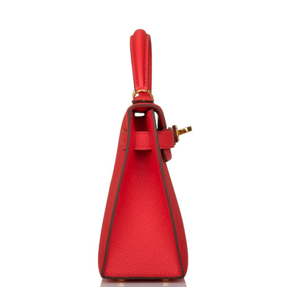 Hermes Kelly Sellier 20 Rouge de Coeur Epsom Gold Hardware